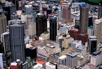 Auckland Skyscrapers Poster Print by David Wall showcasing modern architecture