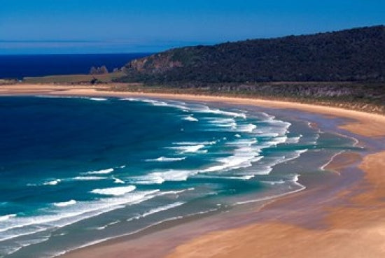 Tautuku Bay poster print by David Wall showcasing a serene New Zealand landscape.