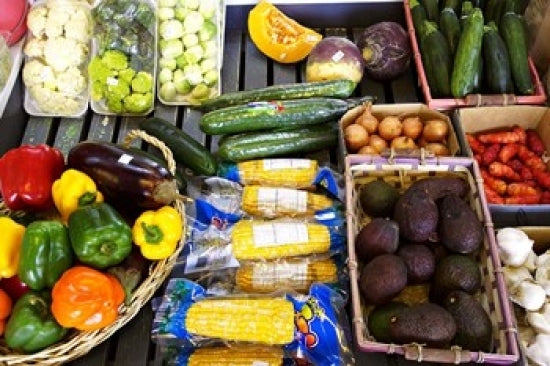 Vegetable Stall in Cromwell, Central Otago poster print by David Wall.