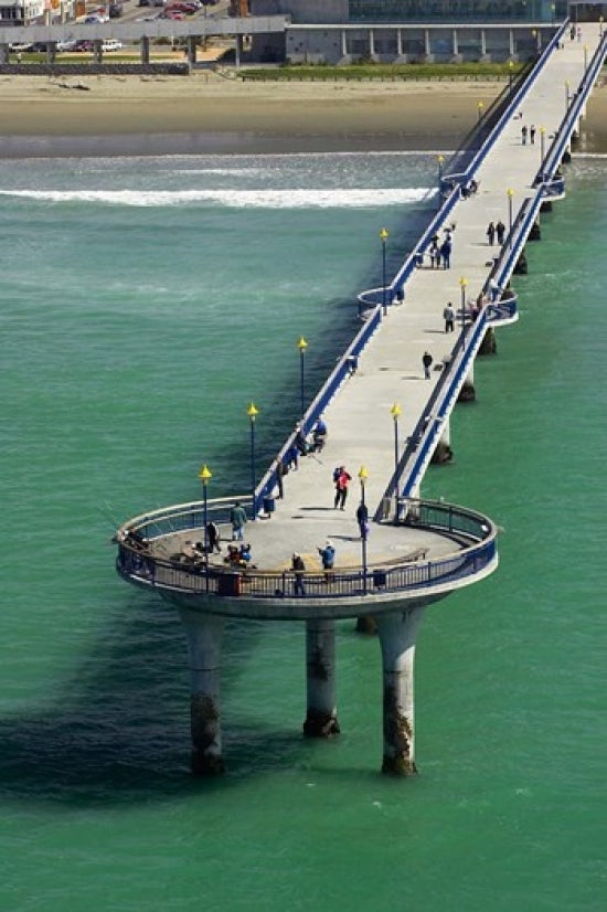 New Brighton Pier Poster Print by David Wall showcasing the serene beauty of Christchurch, New Zealand.