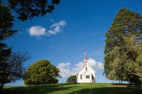 Historic Gladstone Church Poster Print by David Wall featuring beautiful architecture.