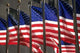 US Flags in Rockefeller Plaza New York Poster Print