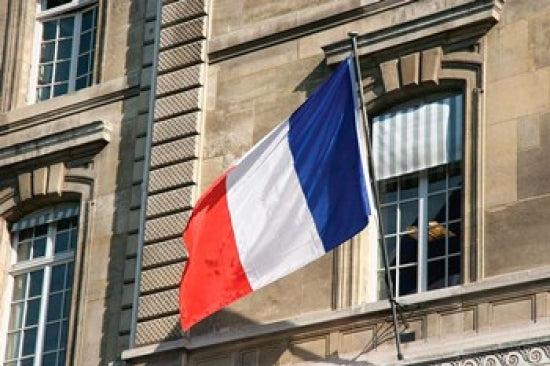 French Flag Facade of Justice Palace Paris Poster Print