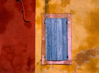 Roussillon Blue Shutters Poster Print by Ric Ergenbright showcasing vibrant colors.