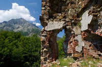 Genoese Fort Ruins Poster Print by Scott T. Smith showcasing historic architecture in Corsica, France.