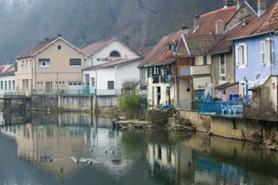 Doubs River Valley Canal Town Poster Print by Walter Bibikow
