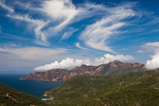 Golfe de Girolata Gulf Poster Print by Walter Bibikow showcasing serene Mediterranean landscape.