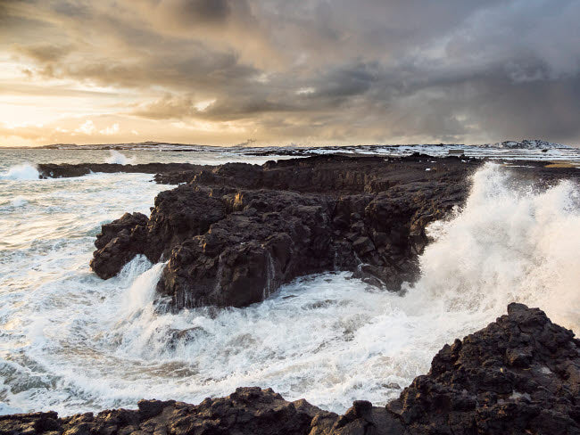 Coastline at Brimketill during Stormy Sunset by Martin Zwick - North Atlantic Artwork