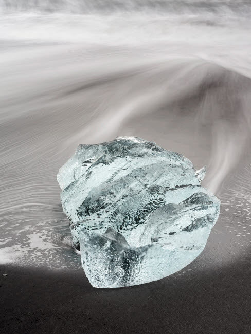 Icebergs on black volcanic beach art print by Martin Zwick