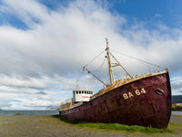 Wreck of the Gardar poster print by Martin Zwick showcasing the first steel ship of Iceland.