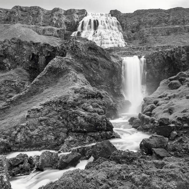 Dynjandi waterfall poster print showcasing Iceland's natural beauty by Martin Zwick.