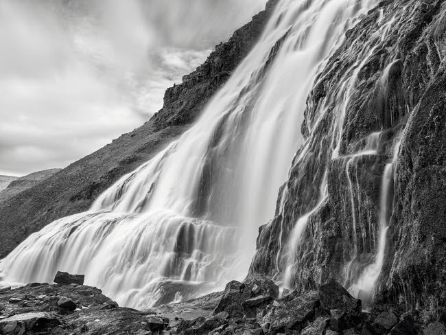 Dynjandi waterfall poster print by Martin Zwick showcasing stunning Icelandic landscape.