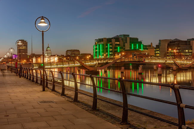 Custom House Over the River Liffey at Dusk Poster Print by Chuck Haney