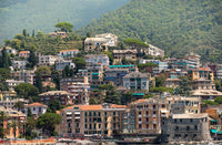 Italy, Genoa Province, Rapallo Hillside with houses overlooking harbor poster print by Alan Klehr.