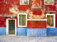 Poster print of a weathered window and walls in Burano, Italy.
