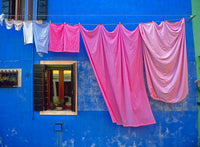 Italy Burano Drying Laundry Poster Print featuring colorful windows and laundry