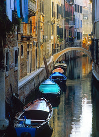 Italy, Venice Gondolas Moored in Canal Fine Art Print by Jaynes Gallery