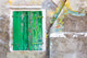 Close-up of weathered window shutters in Burano, Italy poster print.