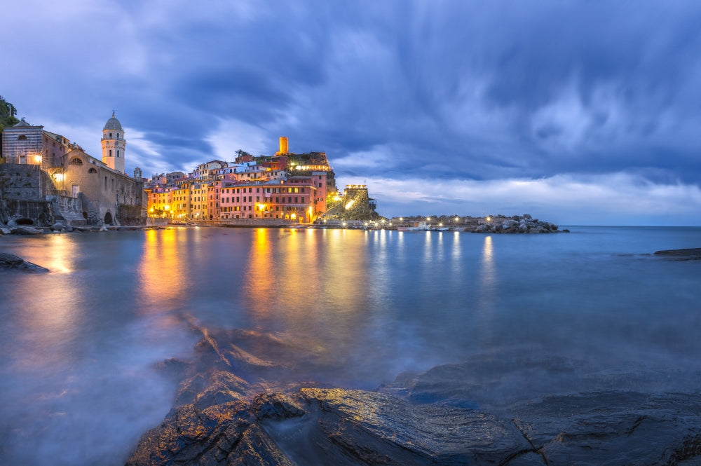 Vernazza sunset poster print showcasing the coastal town's beauty.