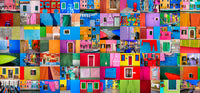 Burano Collage Poster Print featuring colorful images of Burano, Italy.