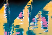Venice gondolas reflecting in a canal, beautiful poster print.