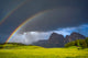 Double rainbow over mountain meadow - Alpe di Siusi, Italy poster print
