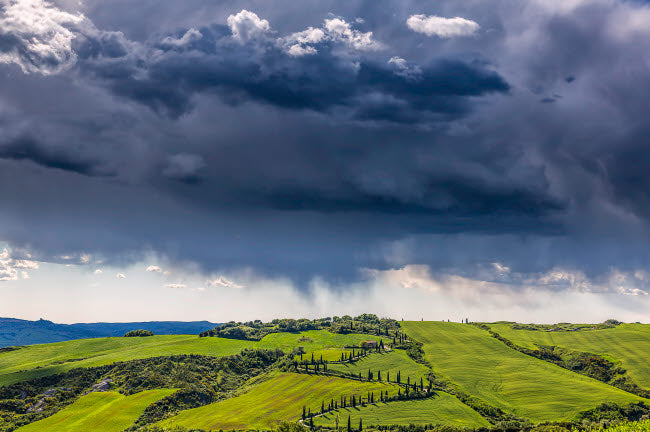 Val d'Orcia Storm Clouds Over Tuscany Landscape Poster Print
