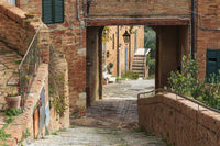 Chiusure Hill Town Poster Print by Emily Wilson, Tuscany landscape art.