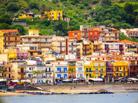 Italy, Sicily, Taormina Beach Giardini Naxos Poster Print by Terry Eggers
