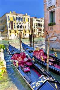 Colorful Gondolas on the Grand Canal Poster Print by William Perry