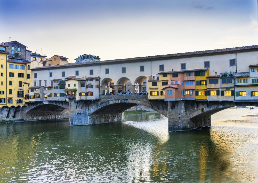 Sunset Over Arno River at Ponte Vecchio Florence Poster Print by William Perry