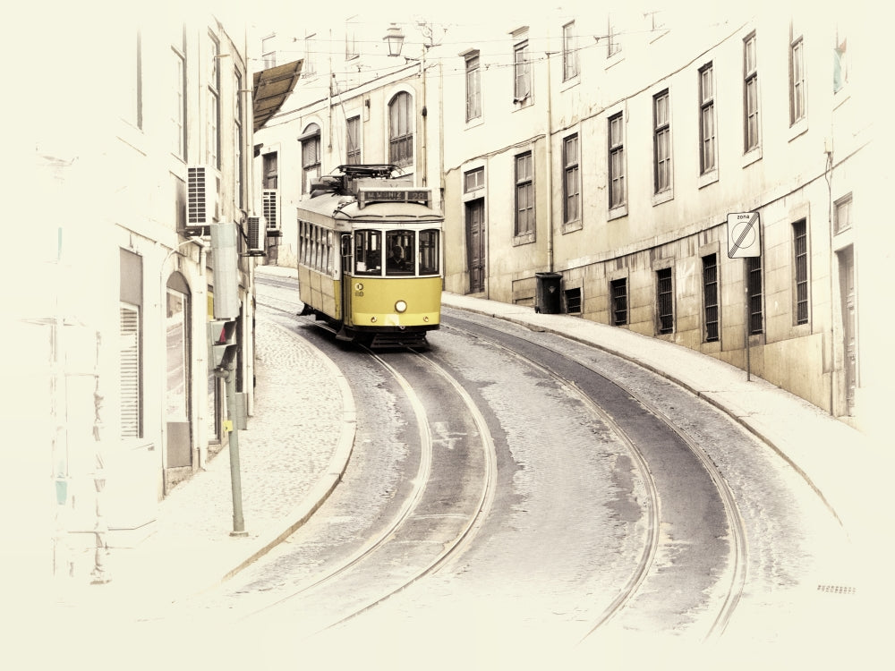 Portugal Lisbon Yellow Tramway Poster Print by Terry Eggers