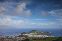 Elevated view of Porto Pim, Faial Island poster print by Walter Bibikow.