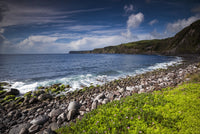 Porto da Boca Ribeira beach poster print by Walter Bibikow showcasing the beautiful landscape of Faial Island in the Azores.