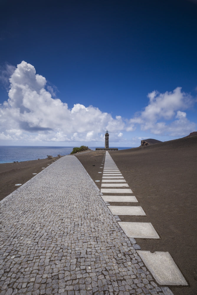 Capelinhos lighthouse and volcanic eruption site poster print by Walter Bibikow.