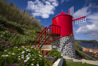 Traditional windmill in Horta, Faial Island Poster Print by Walter Bibikow