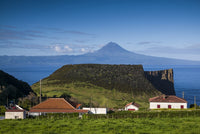Baia dos Arraias poster print showcasing Pico Volcano, Sao Jorge Island, Azores.