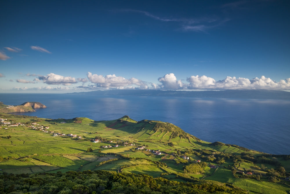 Elevated landscape view of Pico da Velha, Sao Jorge Island poster print