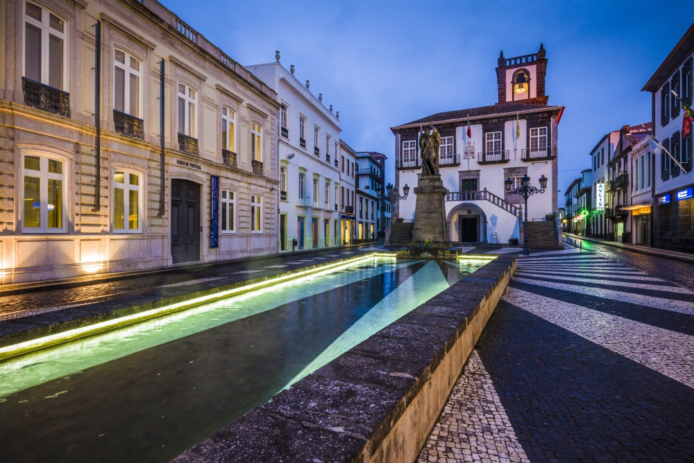 Ponta Delgada Town Hall Poster Print showcasing beautiful Azores architecture