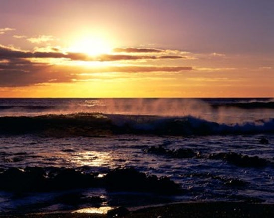 Coastline at Sunset poster print by Paul Thompson featuring vibrant colors of Lanzarote, Canary Isles.