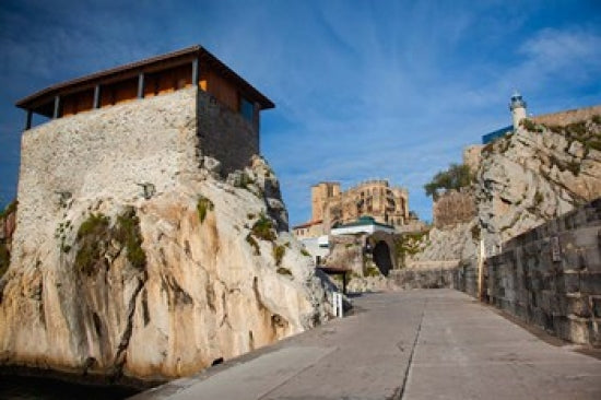 Pier View, Castro-Urdiales, Spain poster print featuring a beautiful seaside pier by Walter Bibikow.