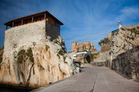 Pier View, Castro-Urdiales, Spain poster print featuring a beautiful seaside pier by Walter Bibikow.