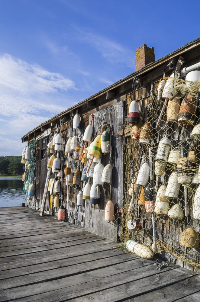 Lobster Shack with Buoys Poster Print by Walter Bibikow