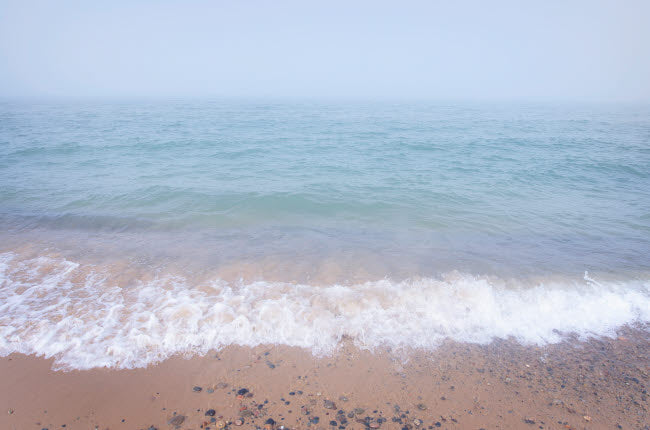 Fog Over Lake Superior at Whitefish Point Poster Print by Alan Majchrowicz