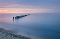 Twilight Over Lake Superior Poster Print by Alan Majchrowicz showcasing a beautiful sunset at Whitefish Point, Michigan.
