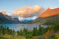 St. Mary Lake at sunrise poster print showcasing Glacier National Park beauty.
