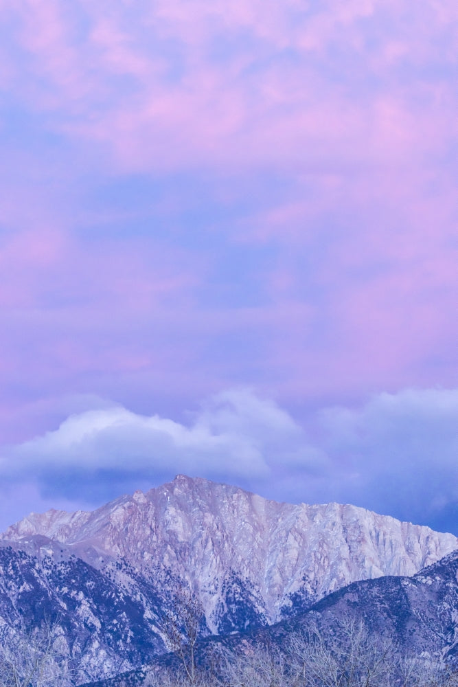 Sunset on Boundary Peak poster print showcasing vibrant colors over the White Mountains in Nevada.