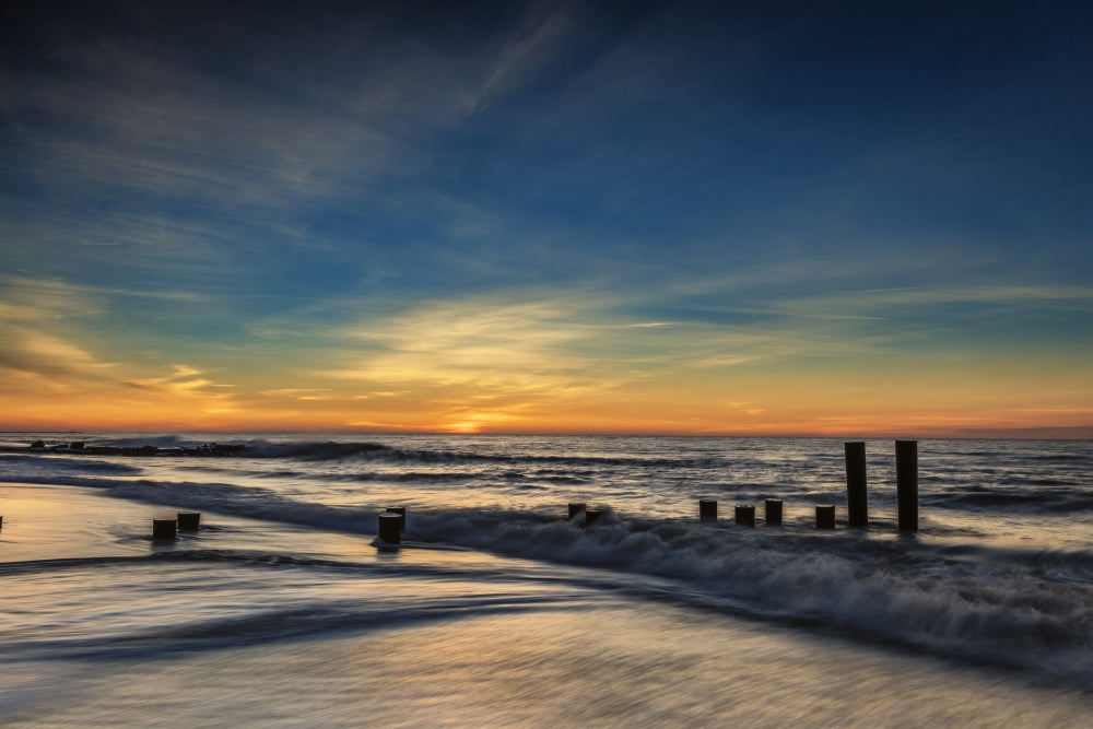 Cape May National Seashore Sunrise Poster Print showcasing winter shoreline.