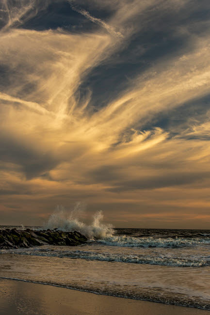 Cape May National Seashore sunset poster print by Jay O'Brien, featuring a serene ocean shore view.