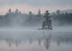 Morning mist and reflections on Lake Durant poster print by Chris Murray